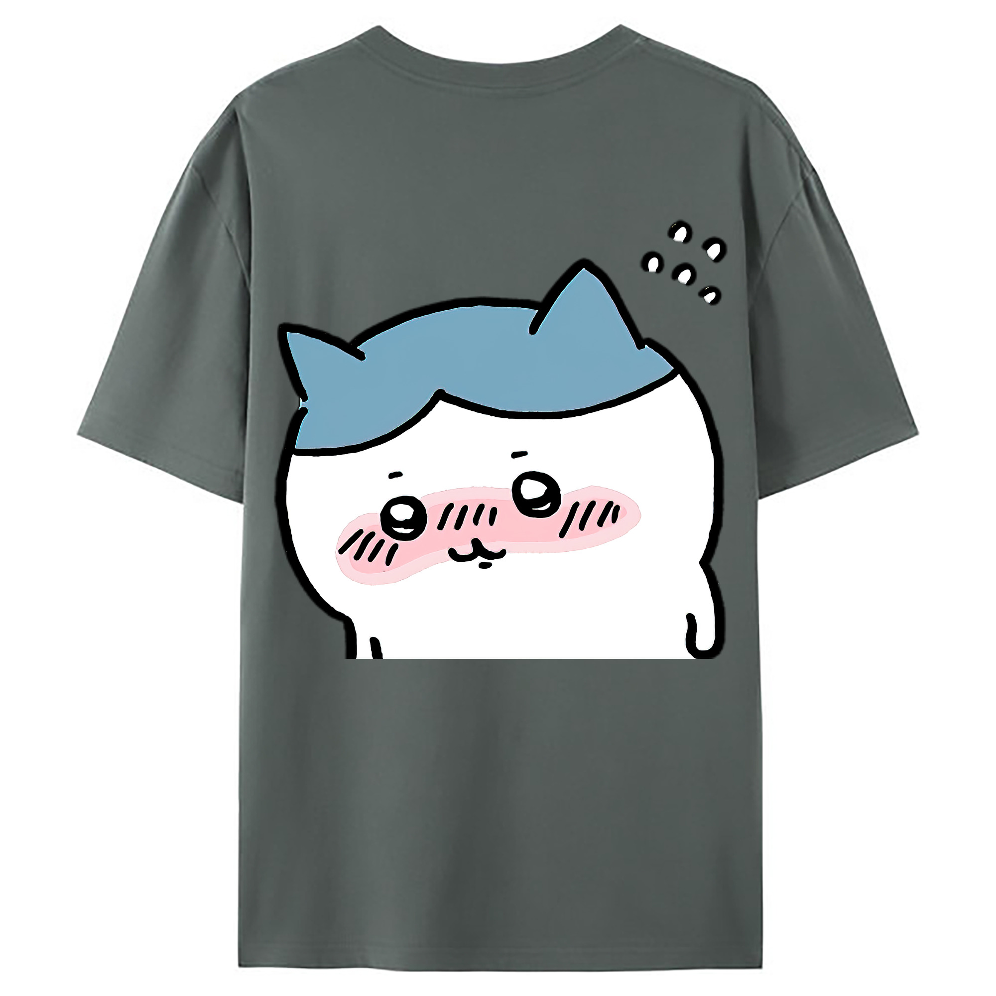（画像用） ちいかわ ハチワレ Chii-kawa hachiware 綿100％ メンズ半袖Tシャツ（バックプリント） 通気性
